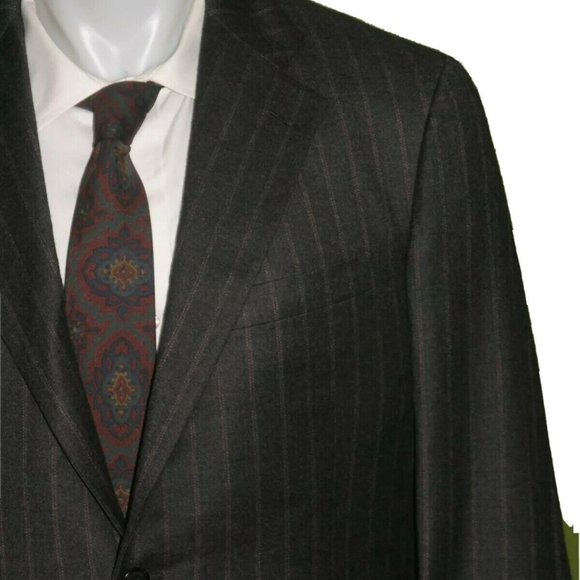 Brooks Brothers Golden Fleece Martin Greenfield Gray Stripe Two Button Suit 40R - Picture 6 of 13